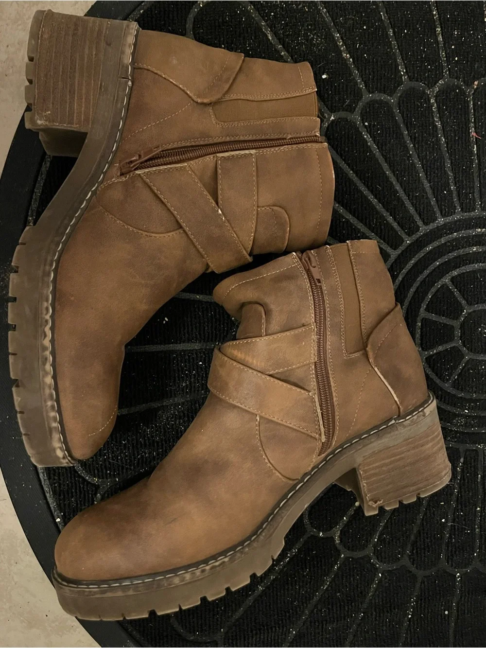 Lane Bryant Tan Buckle Strap Ankle Boots